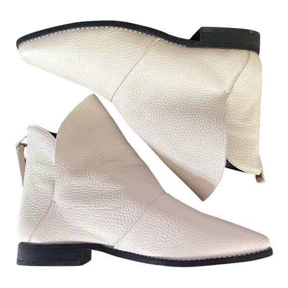 GOLO Scrunch Leather Bootie Back Zip Draped Ankle Boots Size 8 Womens‎ White - Picture 6 of 12